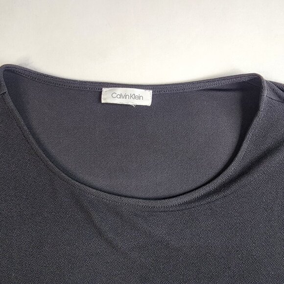 Calvin Klein Womens L Large Flare with Piping Pullover Blouse Black with stripes - Picture 2 of 12